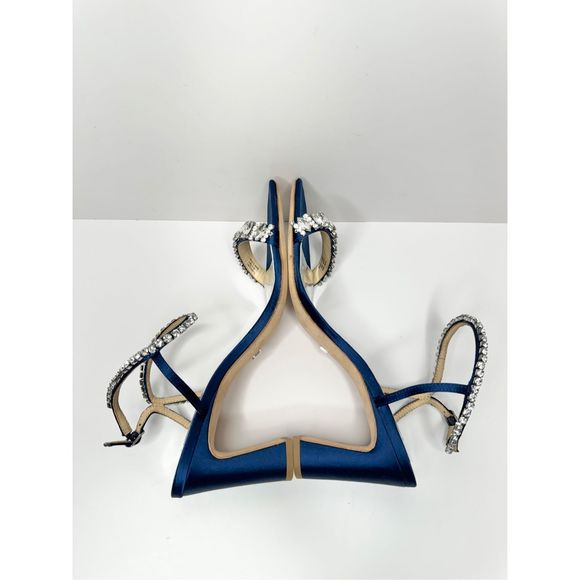 Badgley Mischka Sandals Size 9.5 Blue Marilee Open Toe Embellished Heels - Picture 9 of 14